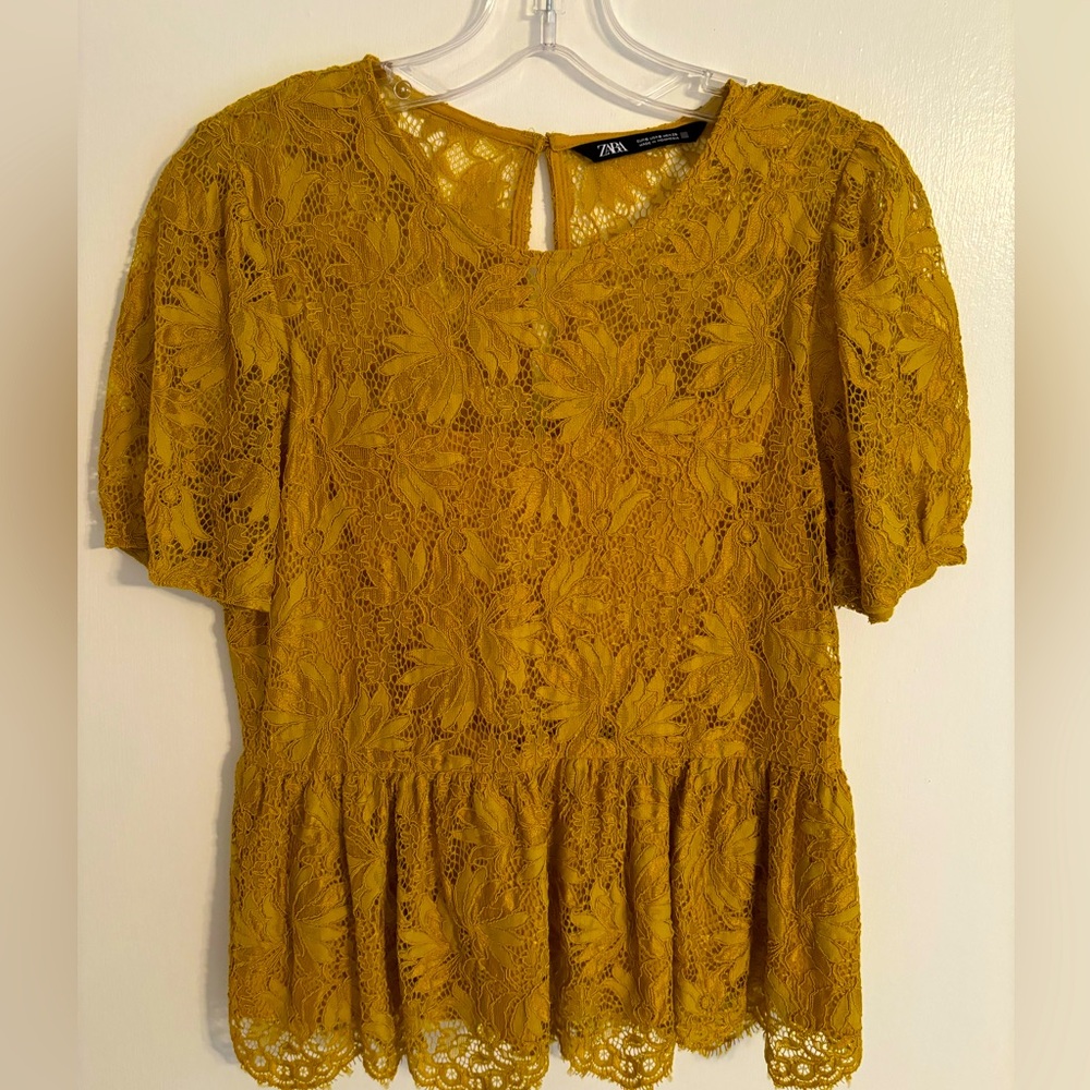 Zara….Mustard lace peplum top